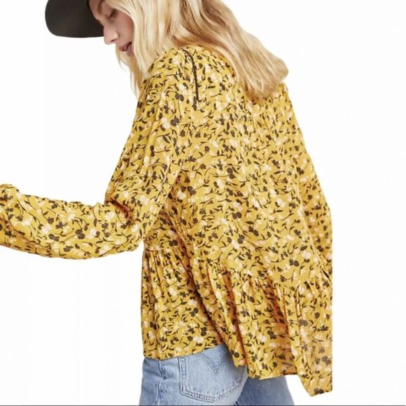 EUC Anthropologie Maeve Yellow Floral Print Boho Peasant Blouse Small - Picture 4 of 8